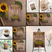 Rustic Modern Sunflower Carriage Baby shower Kaart
