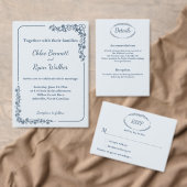 Rustieke monochrome bloemenbruiloft kaart (Personaliseer de collectie van deze zelfstandige maker.)