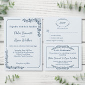 Rustieke Monochrome Bloemen Huwelijksreceptie Kaart (Personaliseer de collectie van deze zelfstandige maker.)