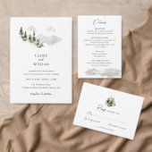 Rustic Mountain Lake Wedding Invitation Kaart (Personaliseer de collectie van deze zelfstandige maker.)