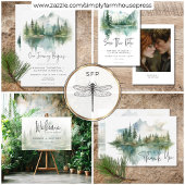 Rustic Mountain Lake Scene Waterverf bruiloft Save The Date