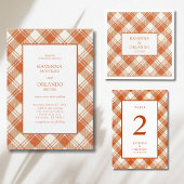 Rustieke gedempte oranje geruite gingham bedankkaa aankondiging