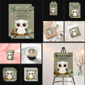 Rustic Owl Woodland Forest Baby shower Informatiekaartje