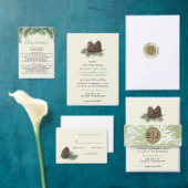 Rustige Waterverf Winter Forest Pine Cone Wedding Ronde Sticker (Personaliseer de collectie van deze zelfstandige maker.)