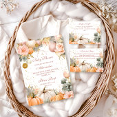 Rustic Pink Pumpkin Baby shower Kaart