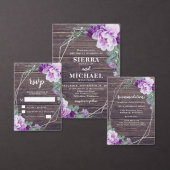 Rustieke zilveren & Paarse bloemenbruiloft Details Informatiekaartje (Personaliseer de collectie van deze zelfstandige maker.)