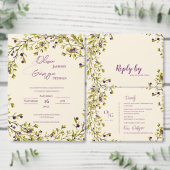  Purple Berry Rustic Greenery Wedding Table Number Bedankkaart (Personaliseer de collectie van deze zelfstandige maker.)