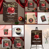 Rustic Red Apple Floral Baby shower Papieren Bordje