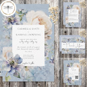 Rustieke Romantische Dusty Blue & White Floral Save The Date
