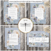 Rustieke Romantische Dusty Blue & White Floral Save The Date
