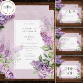 Rustieke Romantische Paarse & Sage Lilacs Bruiloft RSVP Kaartje