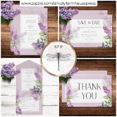 Rustiek Romantisch Paarse & Sage Lilacs Geen Diner All In One Uitnodiging