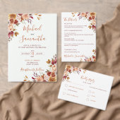 Landelijke Roos en Chrysant Herbstrouw Kaart (Personaliseer de collectie van deze zelfstandige maker.)