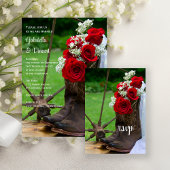Rustic Red Roses en Cowboy Boots country Wedding Magnetische Uitnodiging