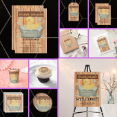 Rustic Rubber Ducky Bubbles Baby shower Kaart