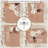 Rustieke Rust & Cream Herfst Bloemen & bladeren Ge All In One Uitnodiging