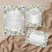 Silver White Anemone Gold Geometric Weddenschap Ronde Sticker (Personaliseer de collectie van deze zelfstandige maker.)