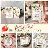 Rustiek Red Strawberry Theme Berry Eerste Verjaard Kaart
