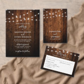 Rustieke String Lights & Wood Wedding Save The Date (Personaliseer de collectie van deze zelfstandige maker.)