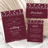 Rustiek String Lights Bourgondië Pensioen Party Kaart