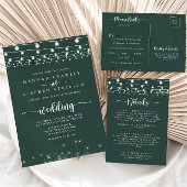 Rustieke String Lights Groene Huwelijksreis Wish Informatiekaartje