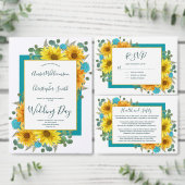 Rustieke Zonnebloem Blauwgroen Rozen Trouwaccommod Informatiekaartje (Personaliseer de collectie van deze zelfstandige maker.)