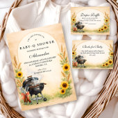 Rustic Sunflower Baby Q Baby Shower Kaart