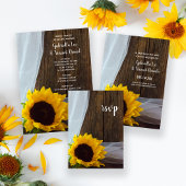 Rustic Sunflower and Barn Wood Country Wedding Kaart