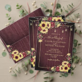 Rustic Sunflower Burgundy Wood Floral Adres Etiket (Personaliseer de collectie van deze zelfstandige maker.)