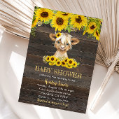 Rustige zonnebloem Baby shower Koe Highland Spandoek