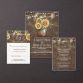 Zonnebloem Mason Jar Bruiloft Lichten Rustiek Ronde Sticker (Personaliseer de collectie van deze zelfstandige maker.)