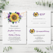 Sunflower String Light Paars Wedding RSVP-adres Etiket (Personaliseer de collectie van deze zelfstandige maker.)