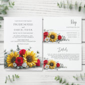 Rustic Sunflower and Red Rose Floral Bridal Shower Kaart (Personaliseer de collectie van deze zelfstandige maker.)