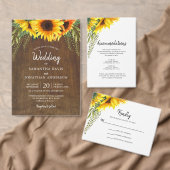 Herfst Zonnebloemen & Groen Bladgroen Bruiloft All In One Uitnodiging (Personaliseer de collectie van deze zelfstandige maker.)