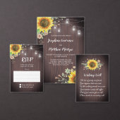 Rustige zonnebloem Hout Jar Lights Wedding Kaart (Personaliseer de collectie van deze zelfstandige maker.)