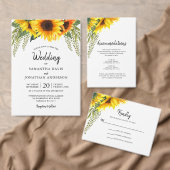 Rustieke zonnebloemen | Waterverf Trouwprogramma Handwaaier (Personaliseer de collectie van deze zelfstandige maker.)