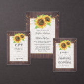 Zonnebloem String Lights Kant Rustieke Bruiloft Programmakaart (Personaliseer de collectie van deze zelfstandige maker.)