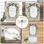 Rustiek Tan Pine Winter Sparkle Diner All In One Uitnodiging