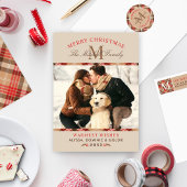 Rustige Tan Red Tartan met kerstmonogram Servetten