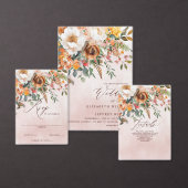 Rustiek Sinaasappel Bloemen Fall Wedding Ronde Sticker (Personaliseer de collectie van deze zelfstandige maker.)