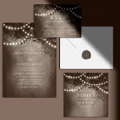 Bruine rustieke boomlichten Bruiloft Welkomstbord Poster