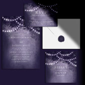 Rustieke bosboom string van lichten Paarse Kaart