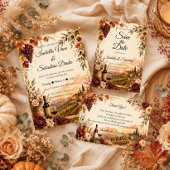 Rustieke Wijngaard Herfst Elegantie Bruiloft Save The Date