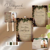 Gepersonaliseerde rustieke wijngaard bruiloft kartonnen onderzetters