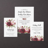 Rustieke Bourgondische bloemen bruiloft repetitie  Kaart (Personaliseer de collectie van deze zelfstandige maker.)