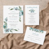 Rustige Waterverf Floral Dusty Blue Wedding Etiket (Personaliseer de collectie van deze zelfstandige maker.)
