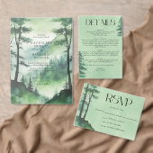 Green Misty Mountains Pine Trees Trouwfoto Save The Date (Personaliseer de collectie van deze zelfstandige maker.)