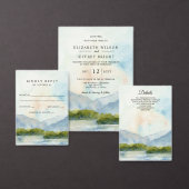 Rustisch Waterverf bergmeer winter RSVP Uitnodiging Briefkaart (Personaliseer de collectie van deze zelfstandige maker.)