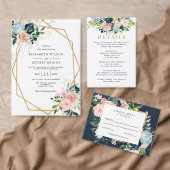 Rustige marinezeemacht - goudbloem - geometrische  notitieboek (Personaliseer de collectie van deze zelfstandige maker.)