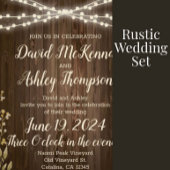 Rustisch hout in één bruiloft all in one uitnodiging